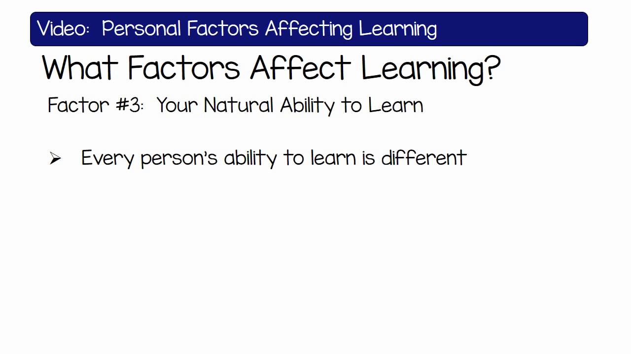 personal factors affecting learning