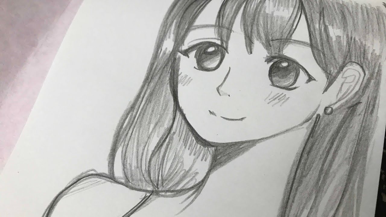 Drawing Manga Girl with Pencil (no time lapse drawing)