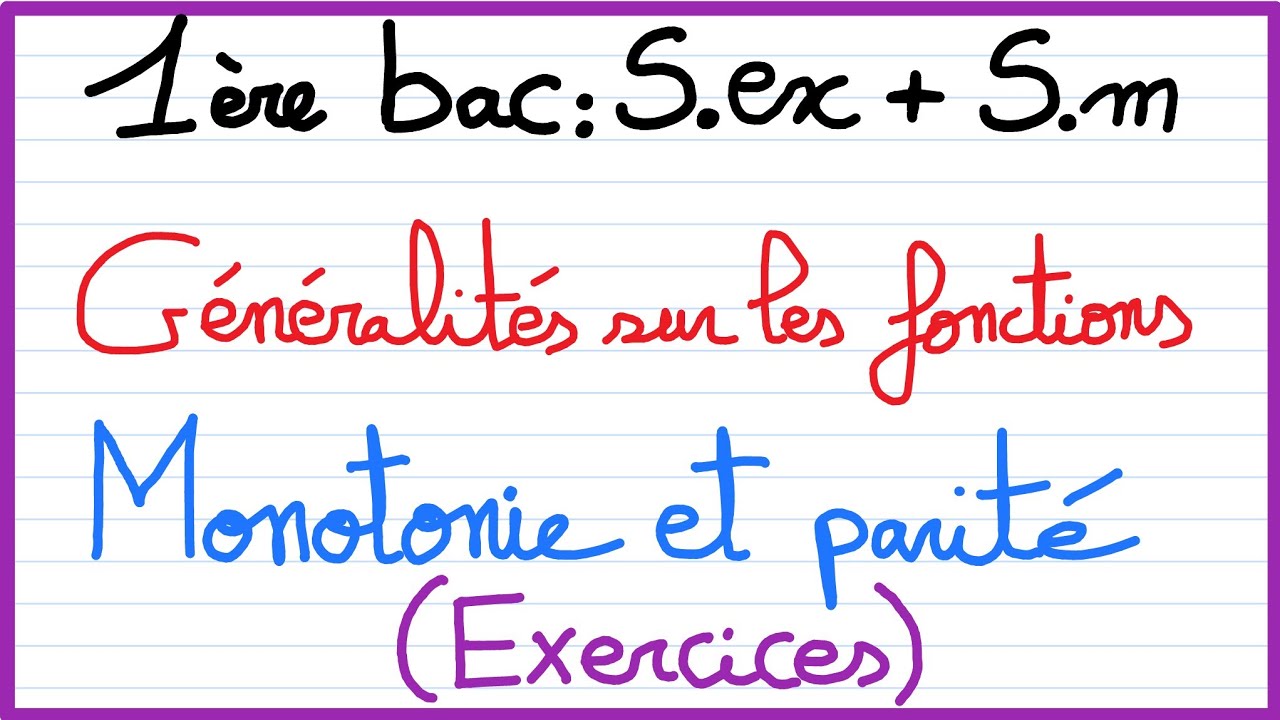 1ère bac S.ex et Sm :Généralités sur les fonctions : monotonie et parité + Exercices