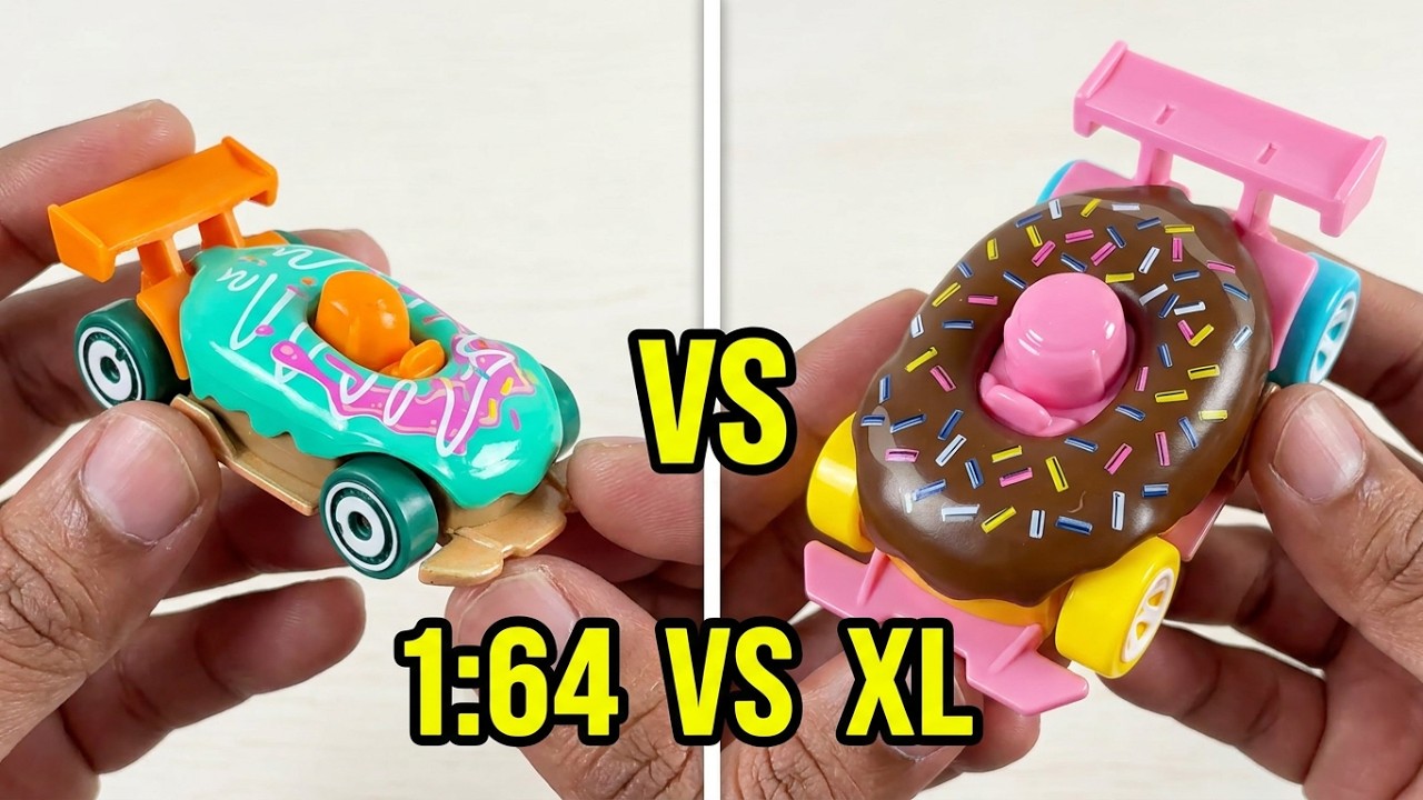 🍩 Hot Wheels Donut Drifter Showdown! 1:64 vs 1:43 XL Diecast Unboxing 😮‍🔥
