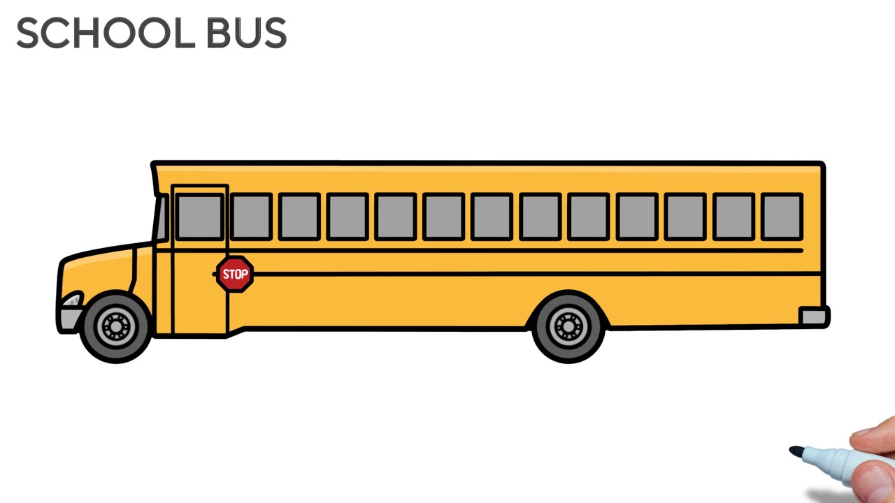 How to draw a SCHOOL BUS easy | Drawing school bus Thomas Built step by step