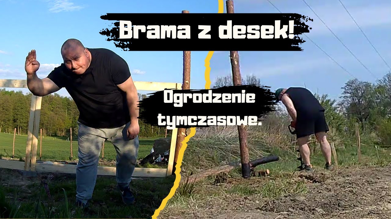 #004 Tymczasowa brama drewniana. Stemple osadzone! Ogrodzenie tymczasowe.