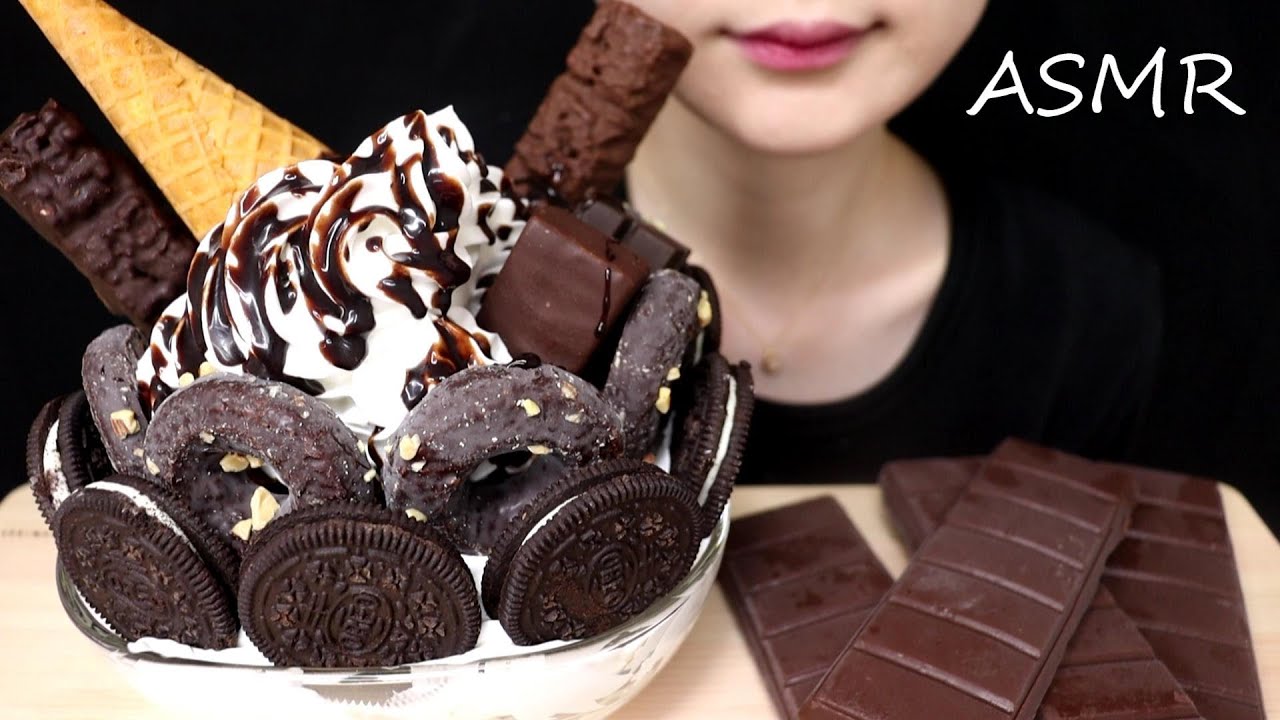 [ASMR] Ешьте шоколадное мороженое с фруктами