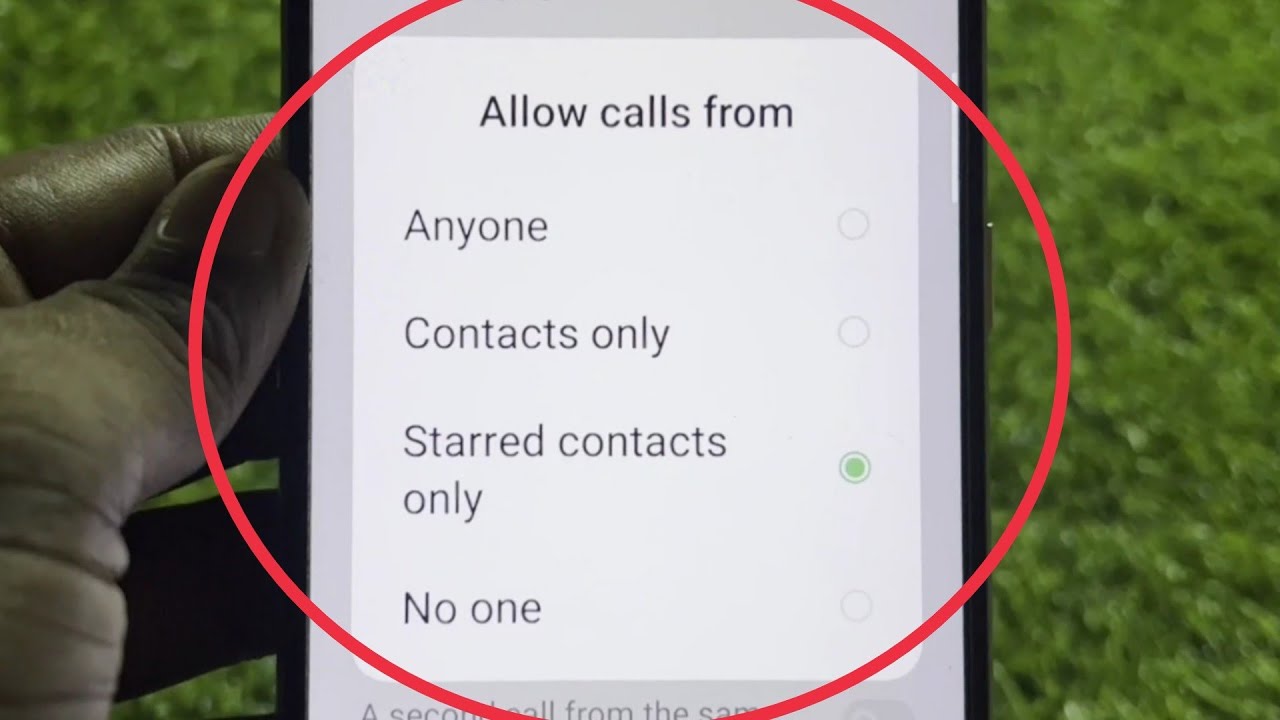 Allow calls from | Anyone | Contacts only | Starred contacts only | No one | oppo mobile