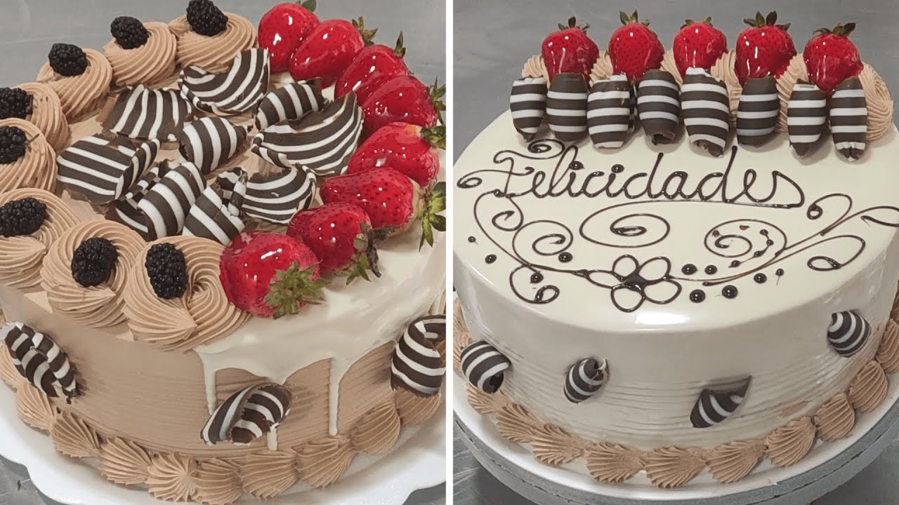 Como decorar tortas de chocolate 😋 🎂 | how to decorate cakes with chocolate cream and fruits