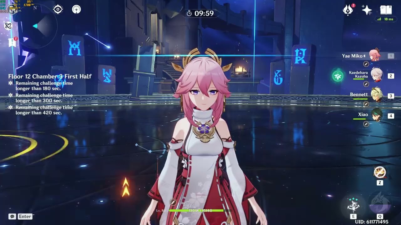 C0 Yae Miko - SINGLE PLAYTHROUGH - No Resets - Spiral Abyss Floor 12 - With Xiao's Team