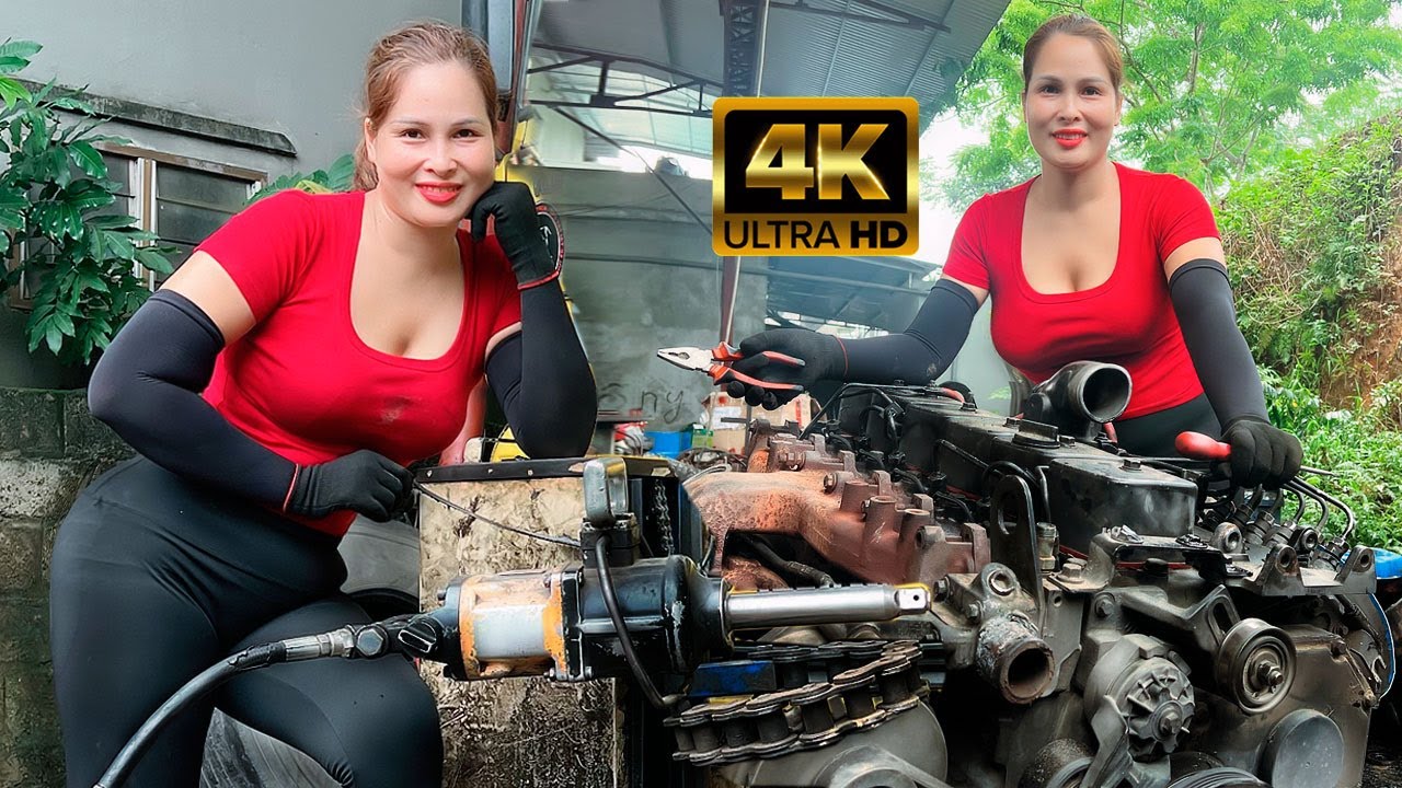 [4K] TIMELAPSE: The Genius Girl Repairs and Maintains Large Truck Engines, & Agricultural Machines