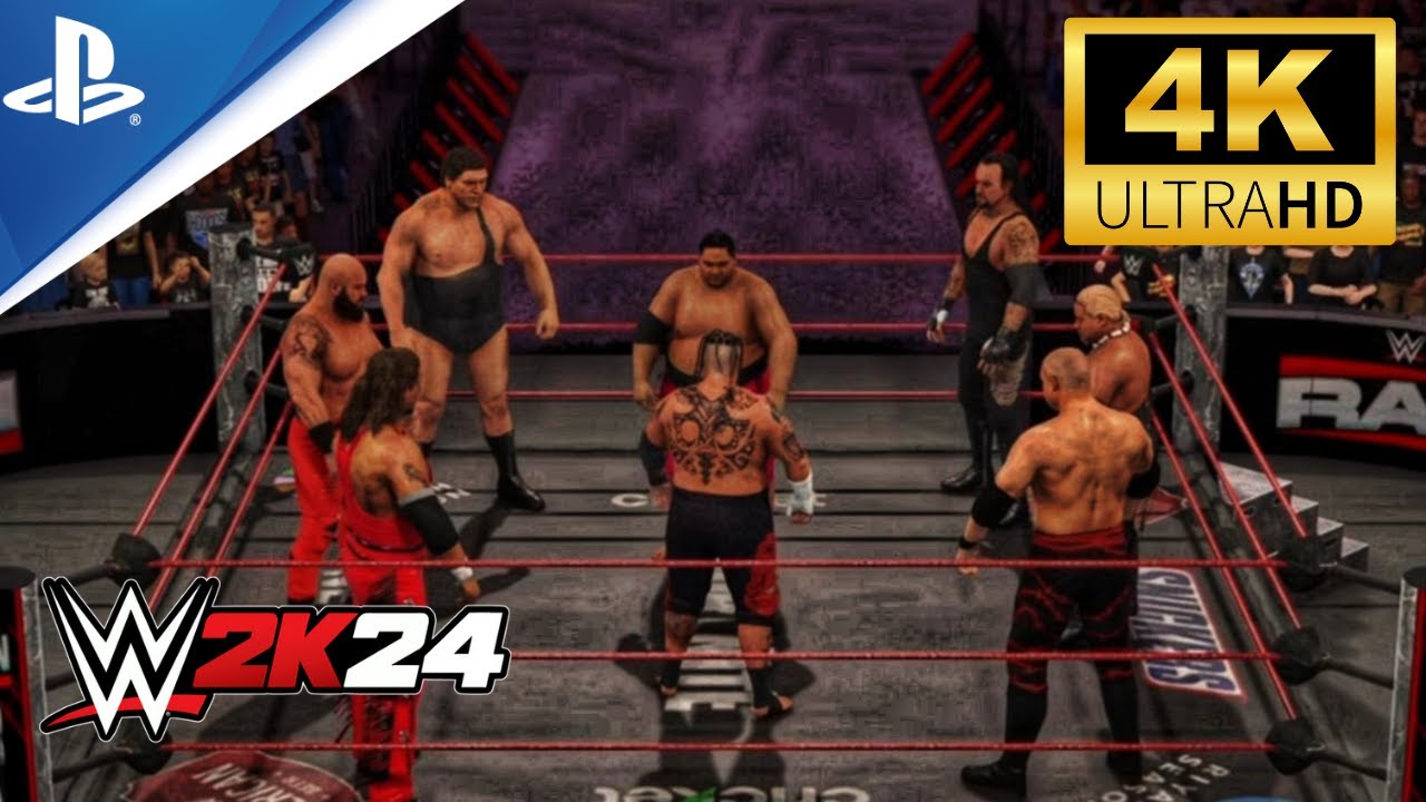 WWE 2K24 - Battle of the Giants | 8-Man Over the Top Rope Match | PS5™ [4K60]