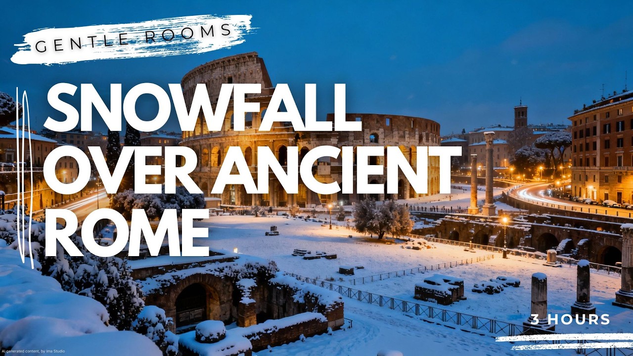 Snowfall Over Ancient Rome | Colosseum Winter Night Ambience | 3 Hours of Calm & Silence