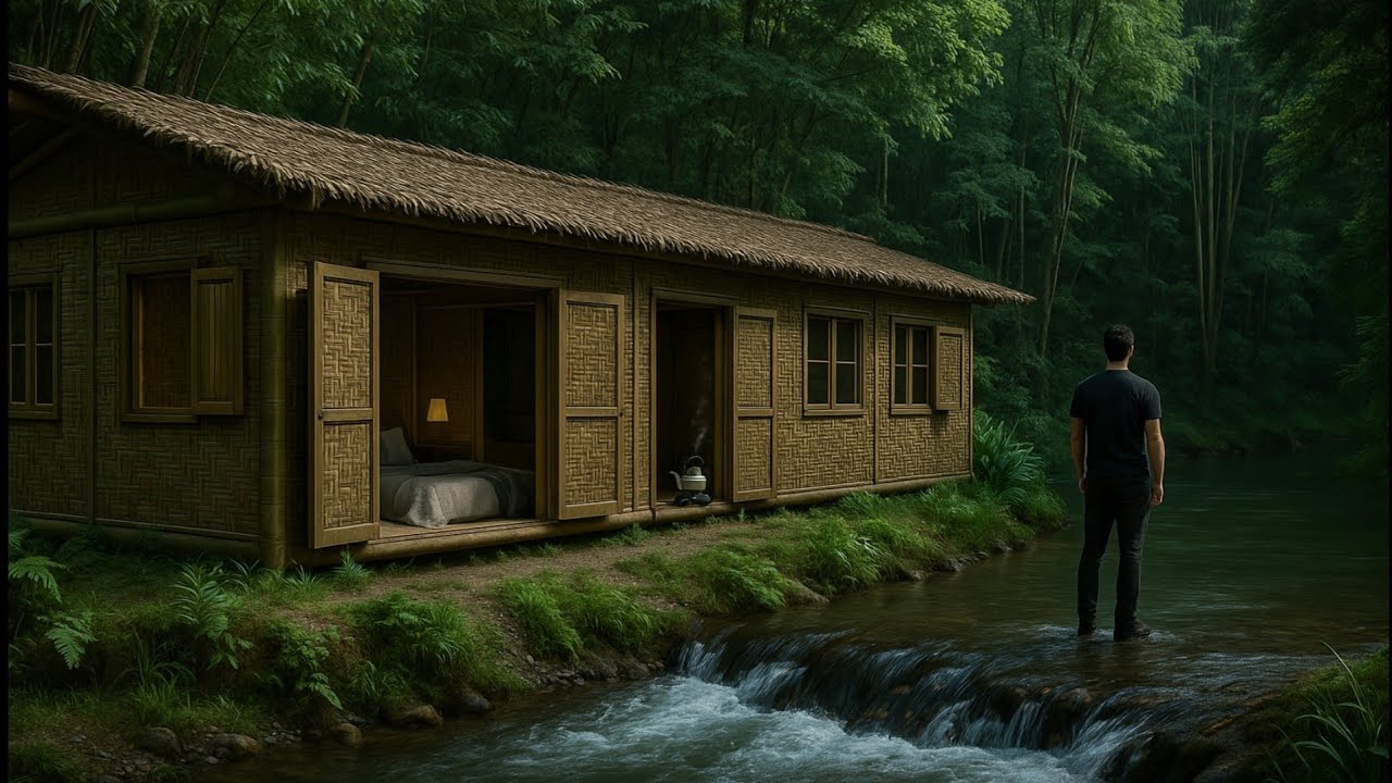 2hari solo camping di terpa banjir | membangun shelter megah di tepi sungai & tidur nyenyak...... 