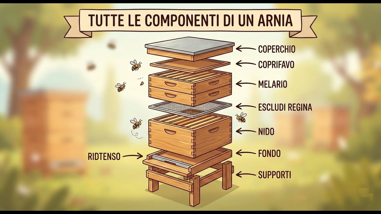 Tutte le componenti di un arnia spiegate semplicemente