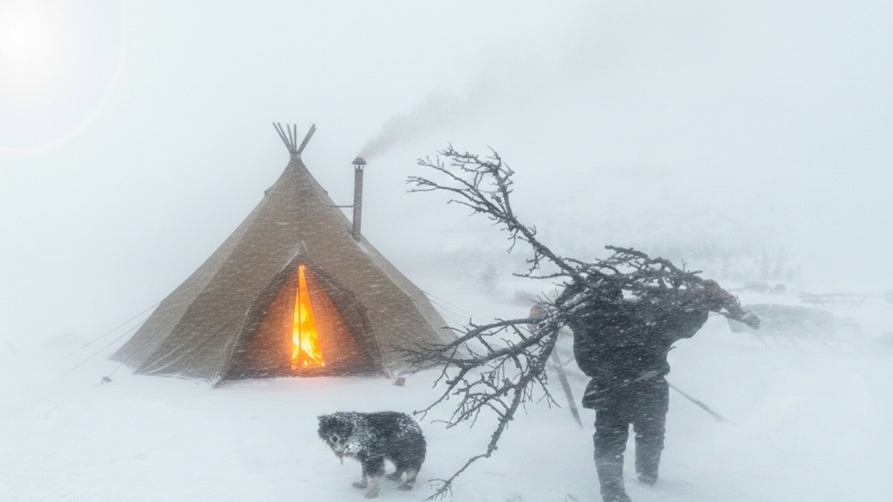 【氷点下42℃】死ぬかと思った。猛吹雪にテントが埋まる極限の冬キャンプ。薪ストーブが唯一の命綱。