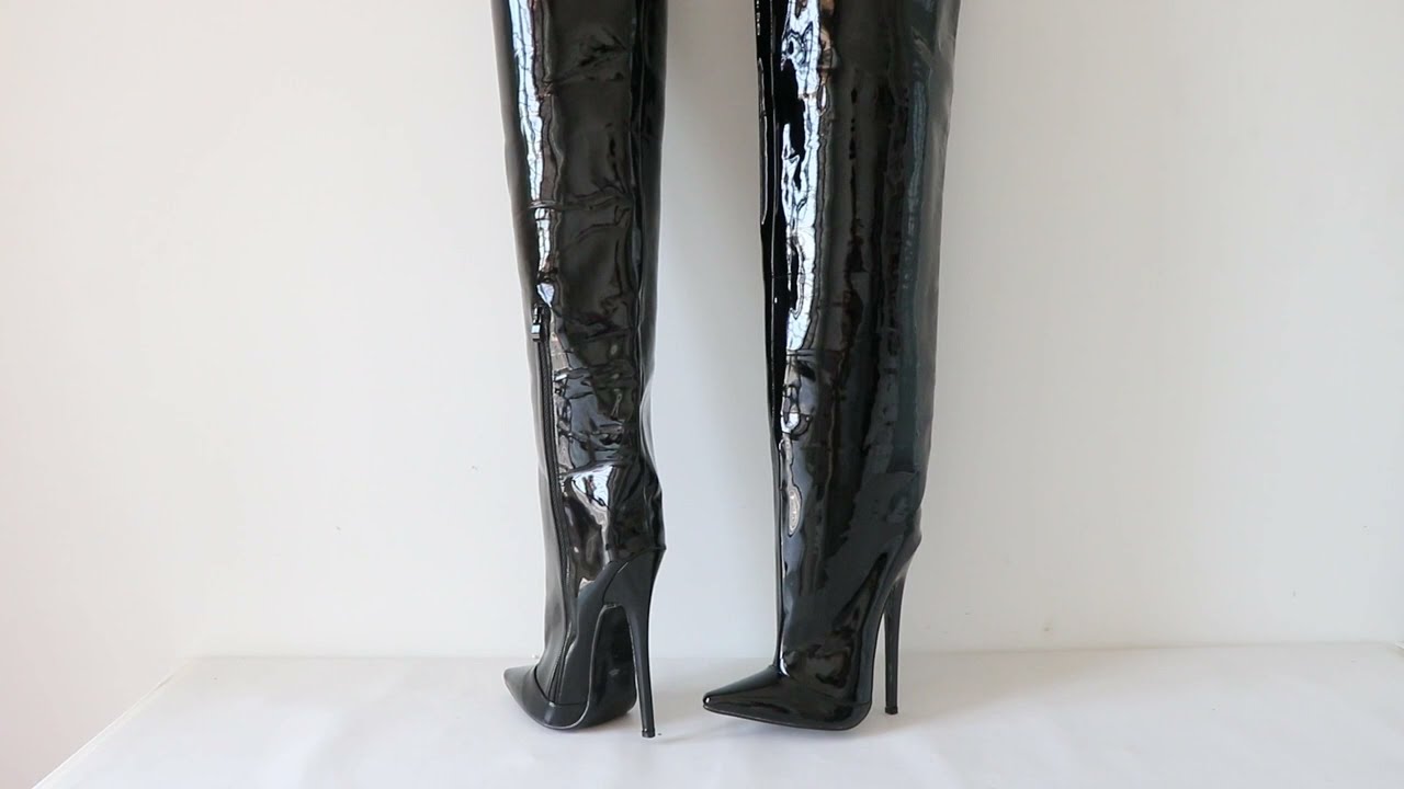 Sorbern Wide Thigh Fetish Boots Over The Knee High Heel 7 Inch Unisex Boots Open Back