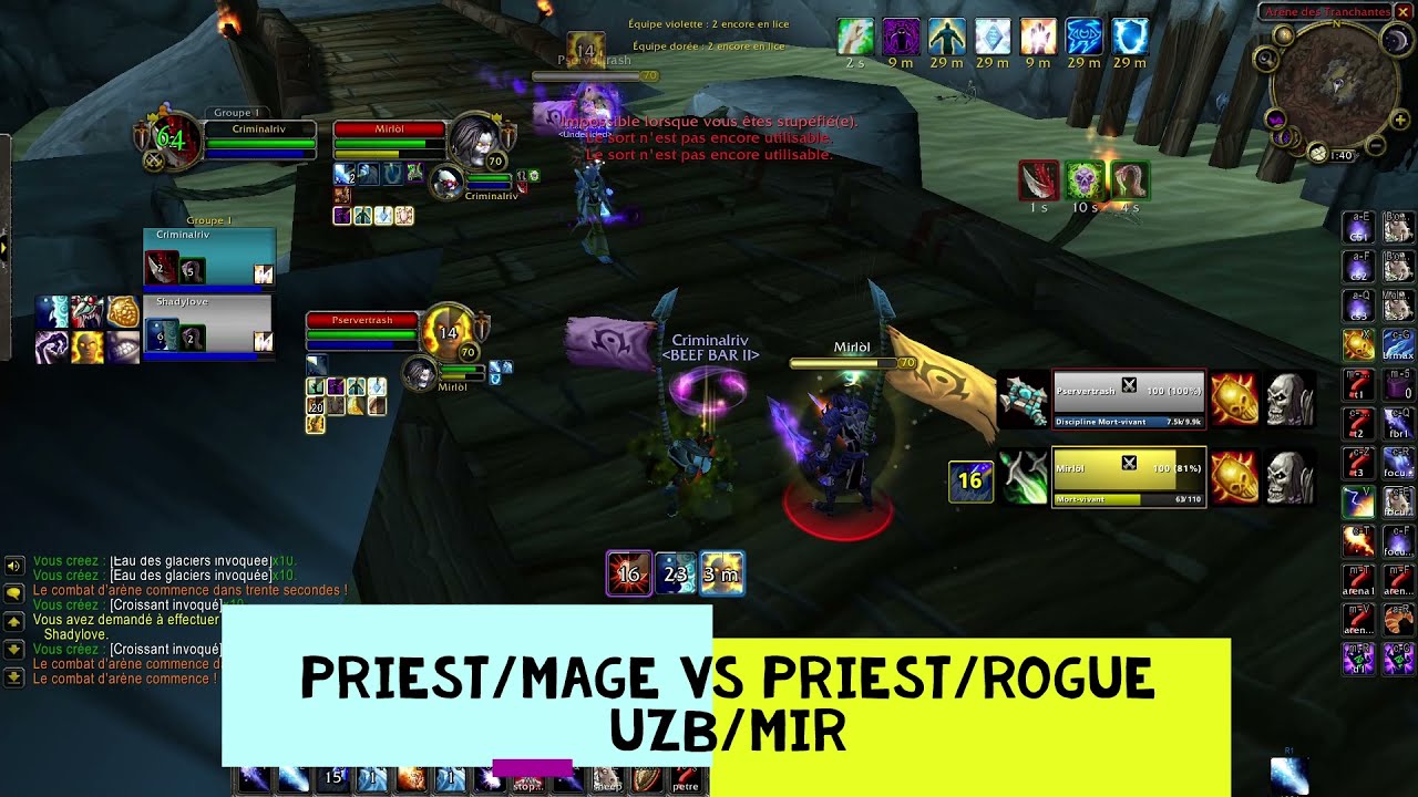 CLASSIC TBC 3000+ ARENA PVP - PRIEST/MAGE VS PRIEST/ROGUE UZB & MIR