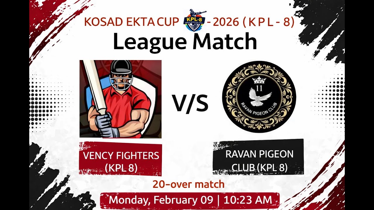 live cricket match | KOSAD EKTA CUP - 2026 ( K P L -  8 )  live - Natraj Cricket Groundd Surat