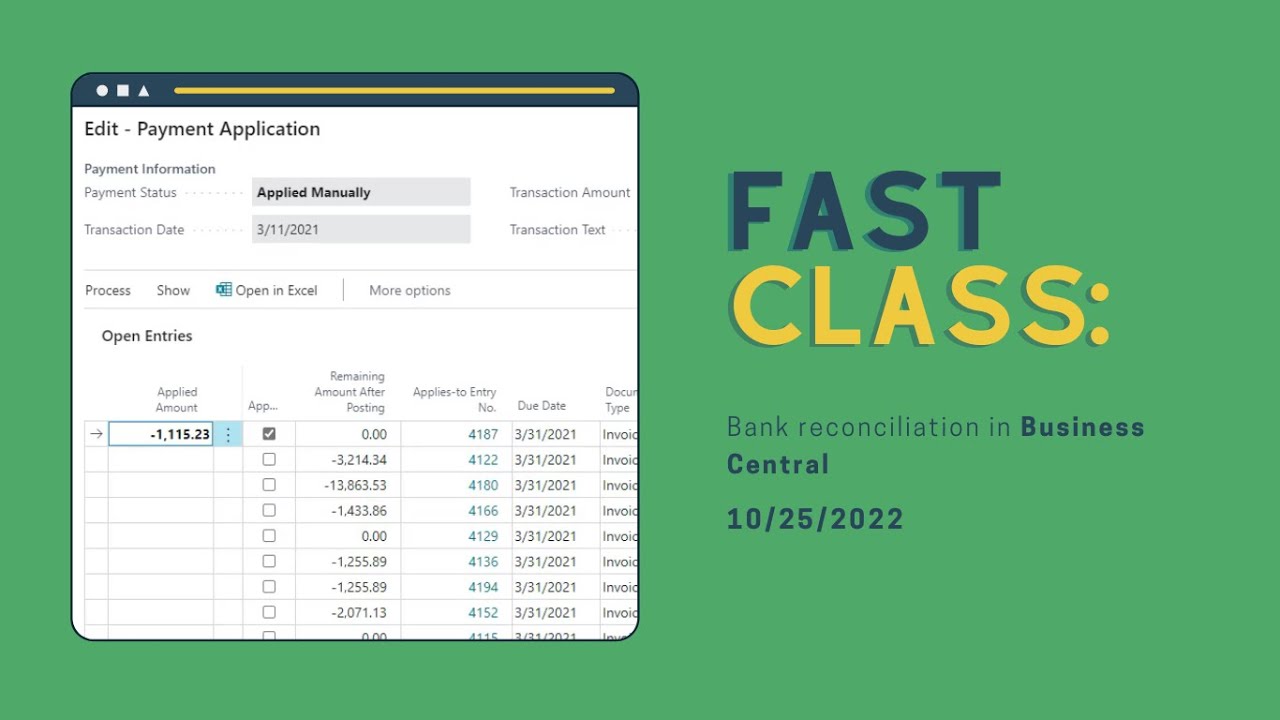 Bank reconciliations in Business Central
