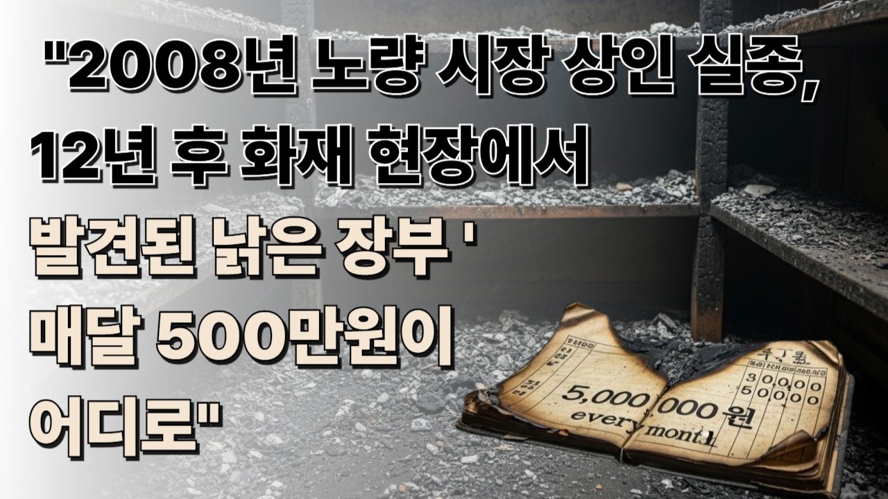 2008년 노량 시장 상인 실종 12년 후 화재 현장에서 발견된 낡은 장부 매달 500만원이 어디로..