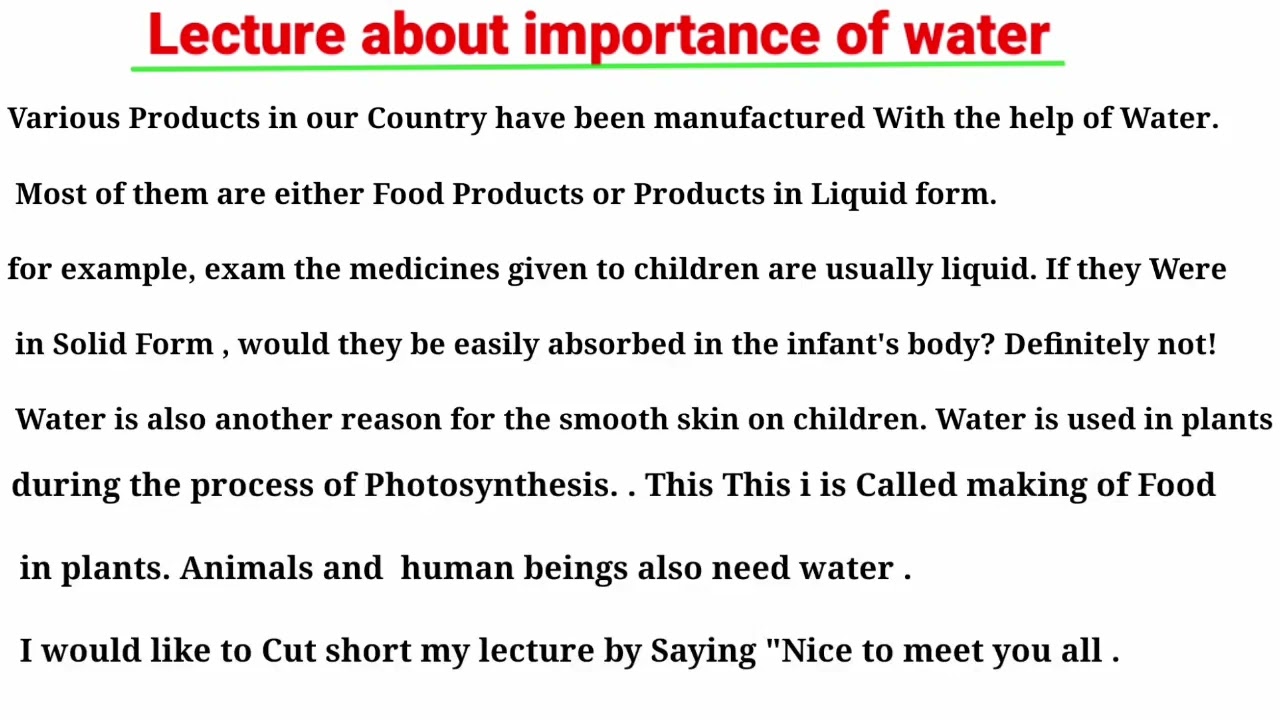 Lecture about the importance of water| ku barro luuqada english-ka af somali...