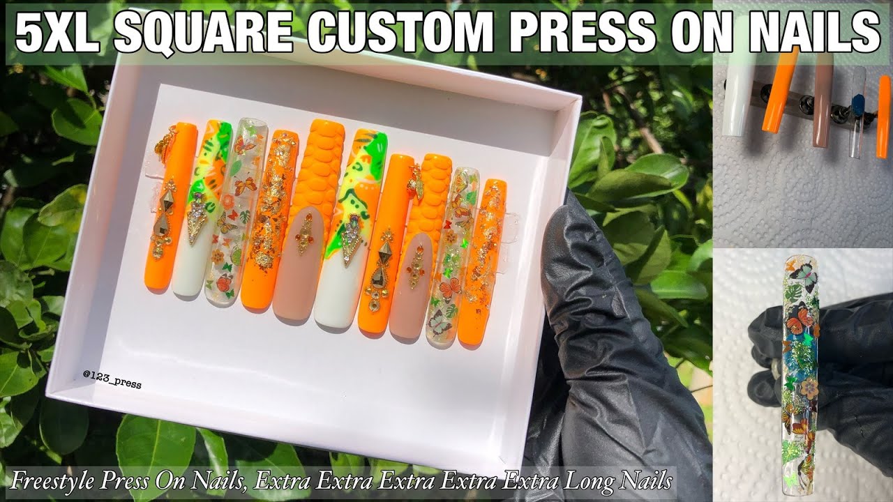 Extra Extra Extra Extra Extra Long Custom Press On Nail Set (5XL) | Watch me Work | Start to Finish