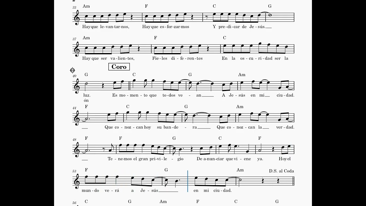 Jesús en mi ciudad 2.0 - Ismir Muñoz - Partitura melódica con cifras