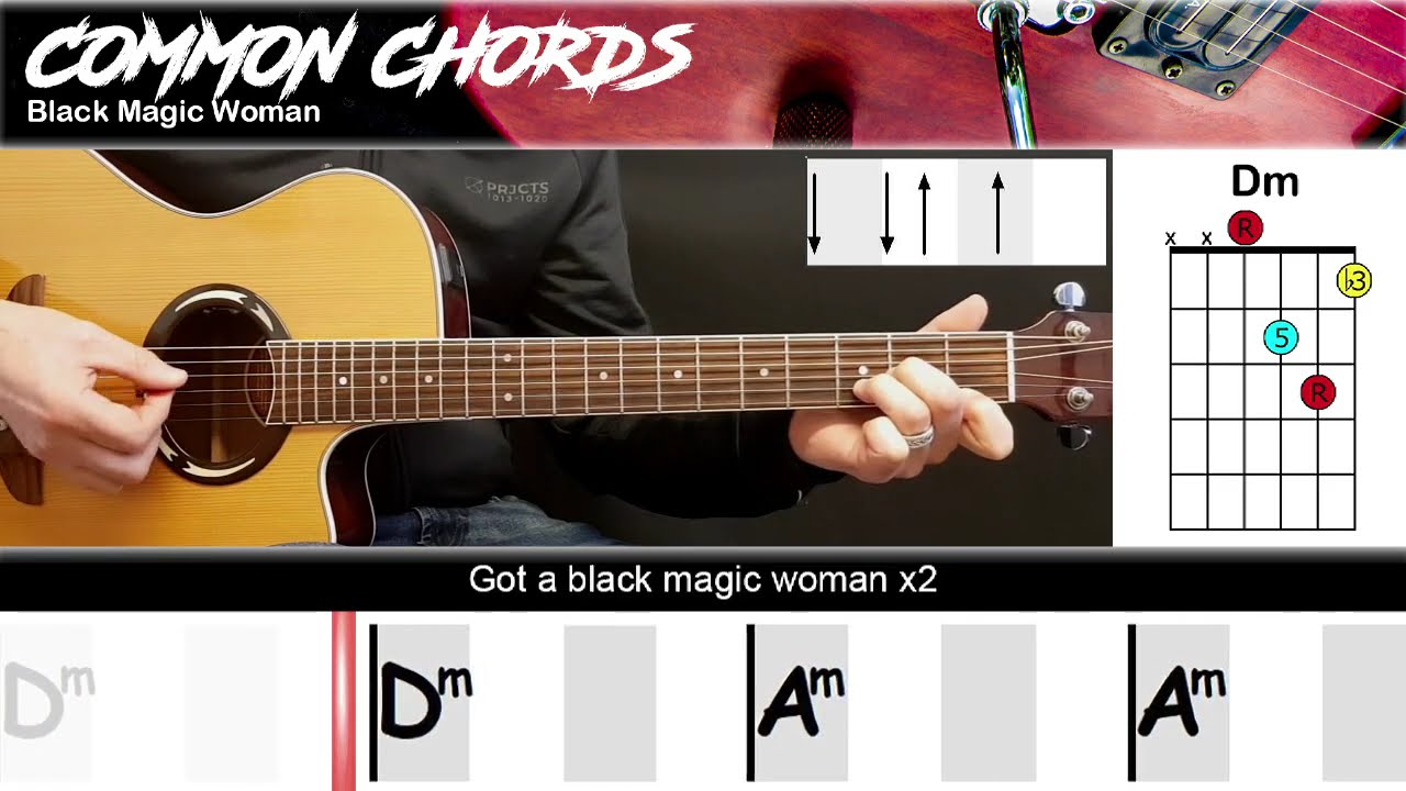 Black Magic Woman - Santana | EASY GUITAR LESSON | Scrolling Chords & Lyrics