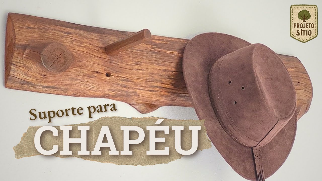 Fiz um suporte rústico de chapéu com madeira reaproveitada 👒🪵🌿
