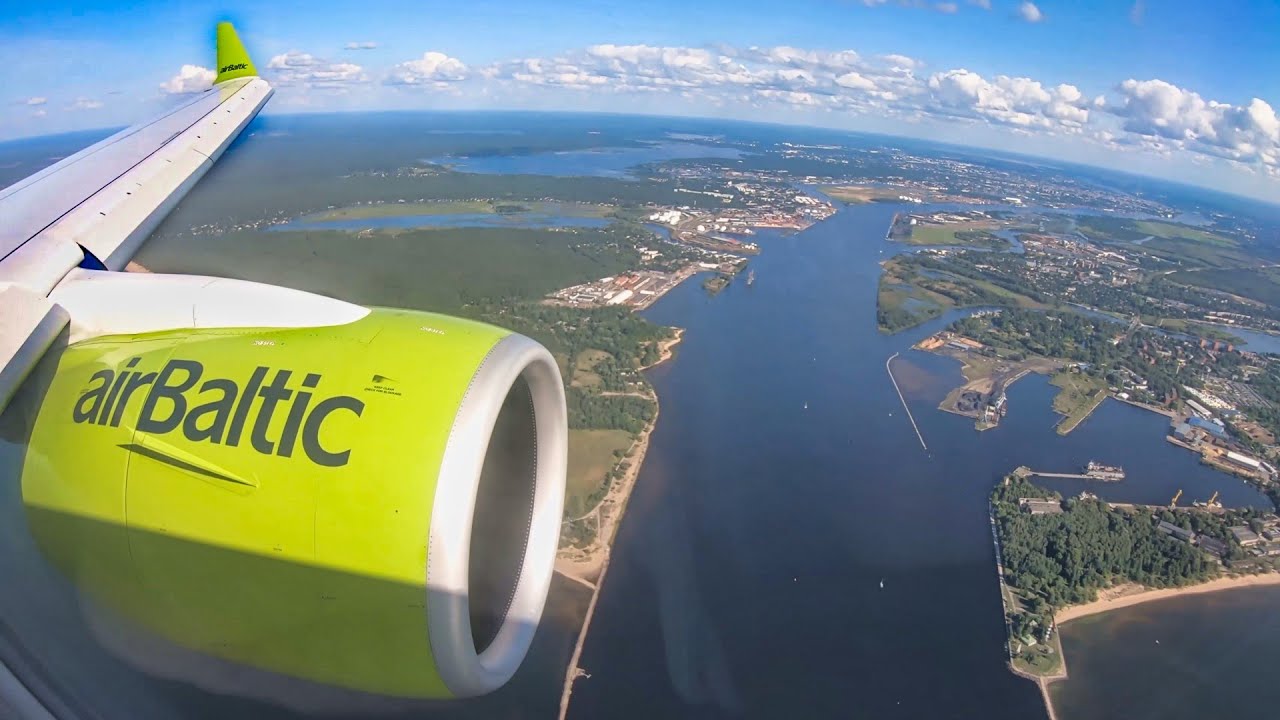 SMOOTH LANDING | AirBaltic Airbus A220-300 Landing over Sea at Riga (RIX) | YL-ABC 4K