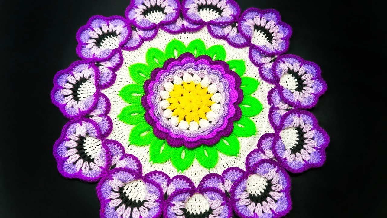 Flower🌸Crochet Design ( Thalposh / Doily / Table Cloth ) Hindi & Urdu - Woolen Crochet Pattern 285
