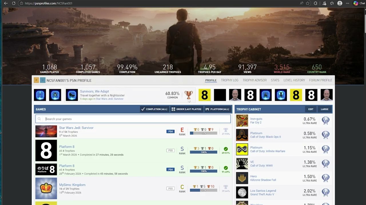 Tuesday Trophy/Achievement Talk: March 10 2026