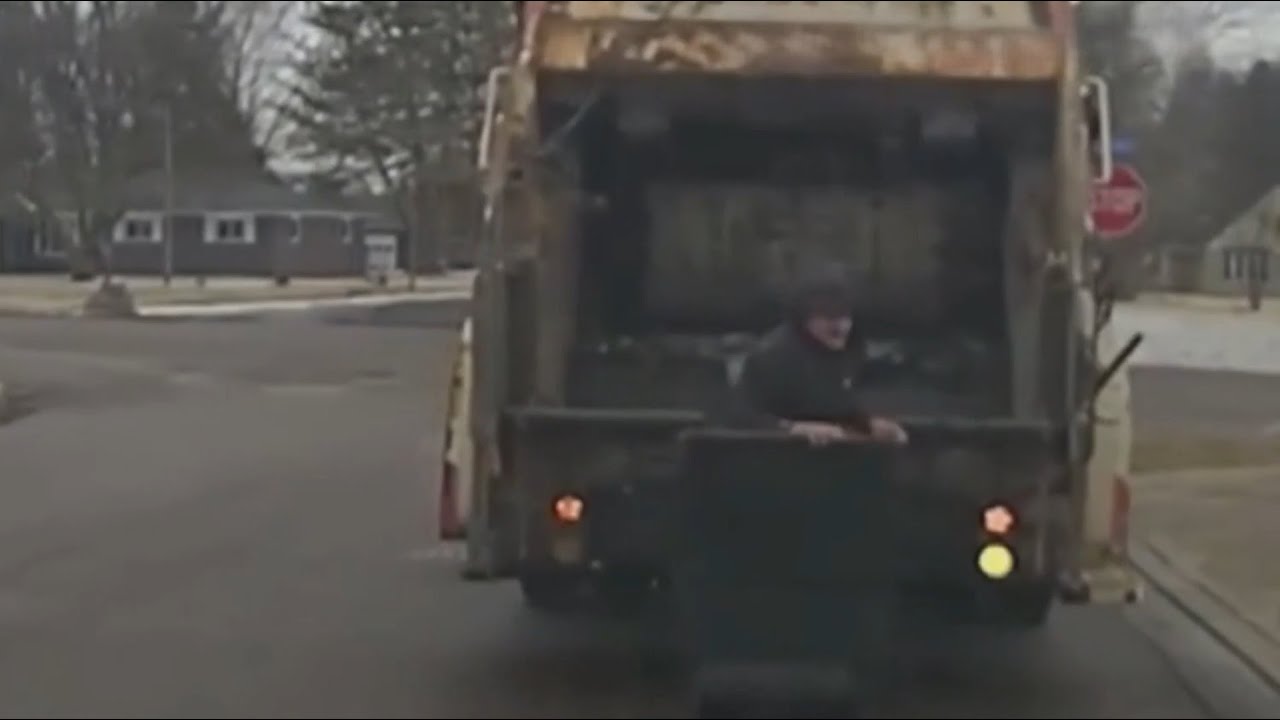 Criminal caught by garbage man in hilarious dashcam footage