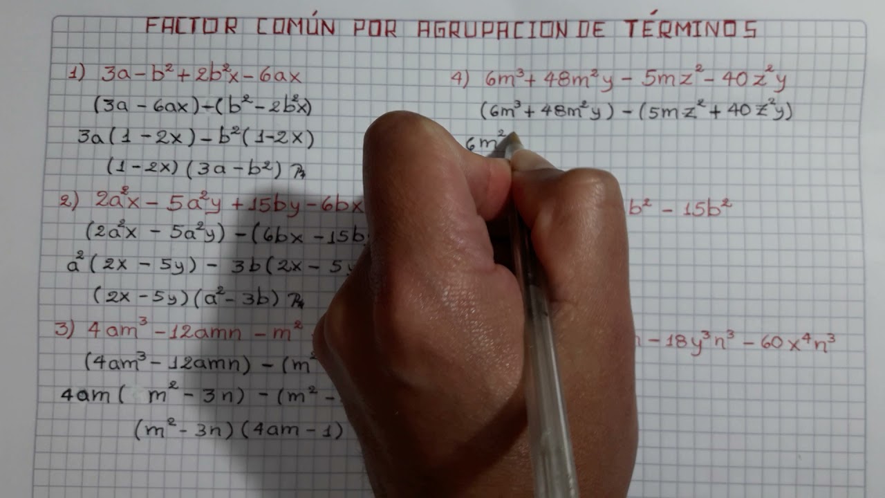 FACTORIZACION (FACTOR COMUN POR AGRUPACION DE TERMINOS)