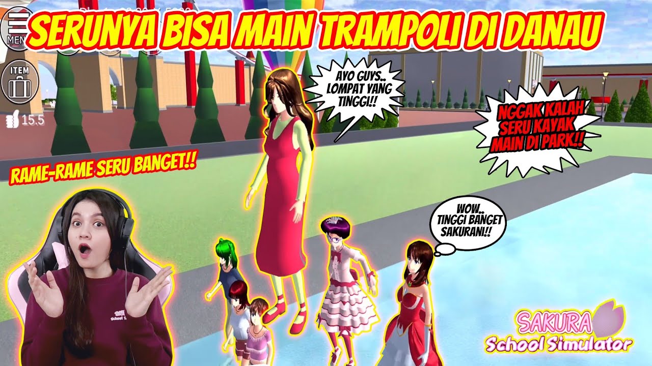 DANAU DI AMUSEMENT PARK TERNYATA BISA BUAT MAIN TRAMPOLIN!!  SAKURA SCHOOL SIMULATOR - PART 126