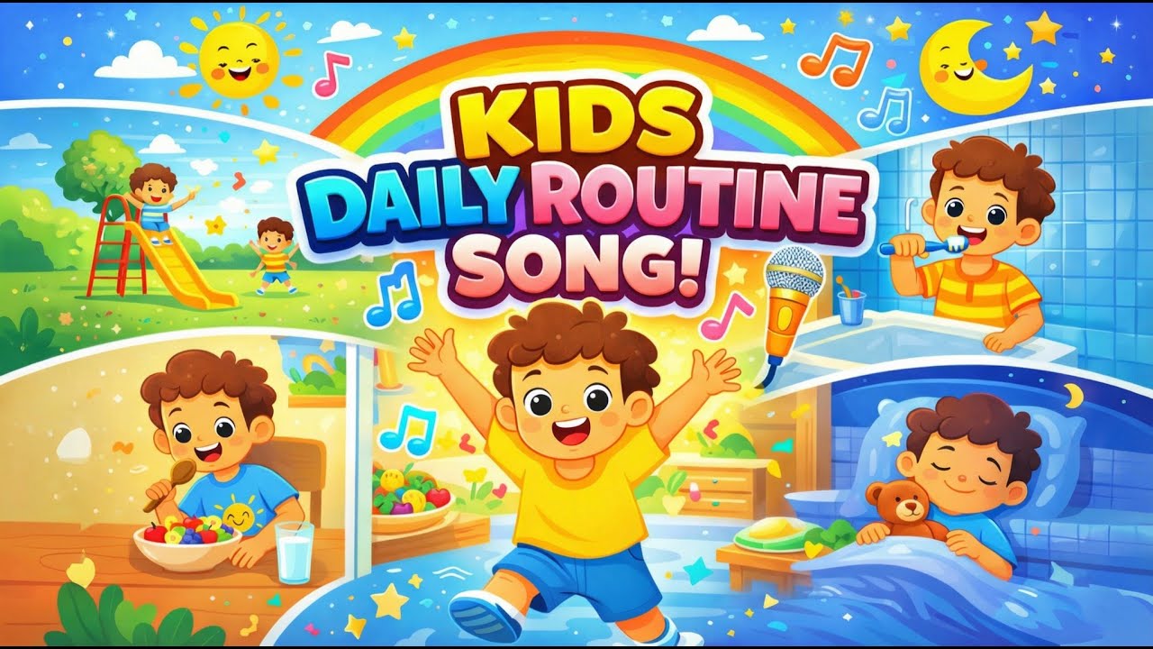 My Daily Routine Song for Kids | Morning to Night Rhyme ☀️🌙