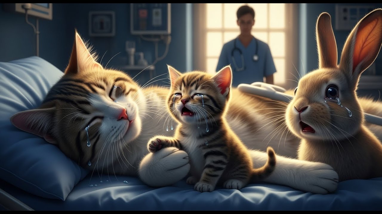 😭 Mama Cat Almost Died… Kittens & Rabbit Cried | Emotional Rescue  Cat Story ❤️🐱🐰
