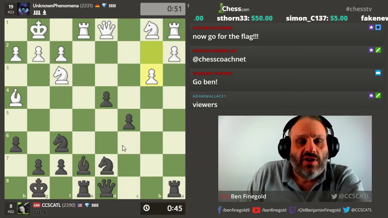 ♕Queen UnknownPhenomena♕ (2231) vs. GM Ben Finegold (2390)!