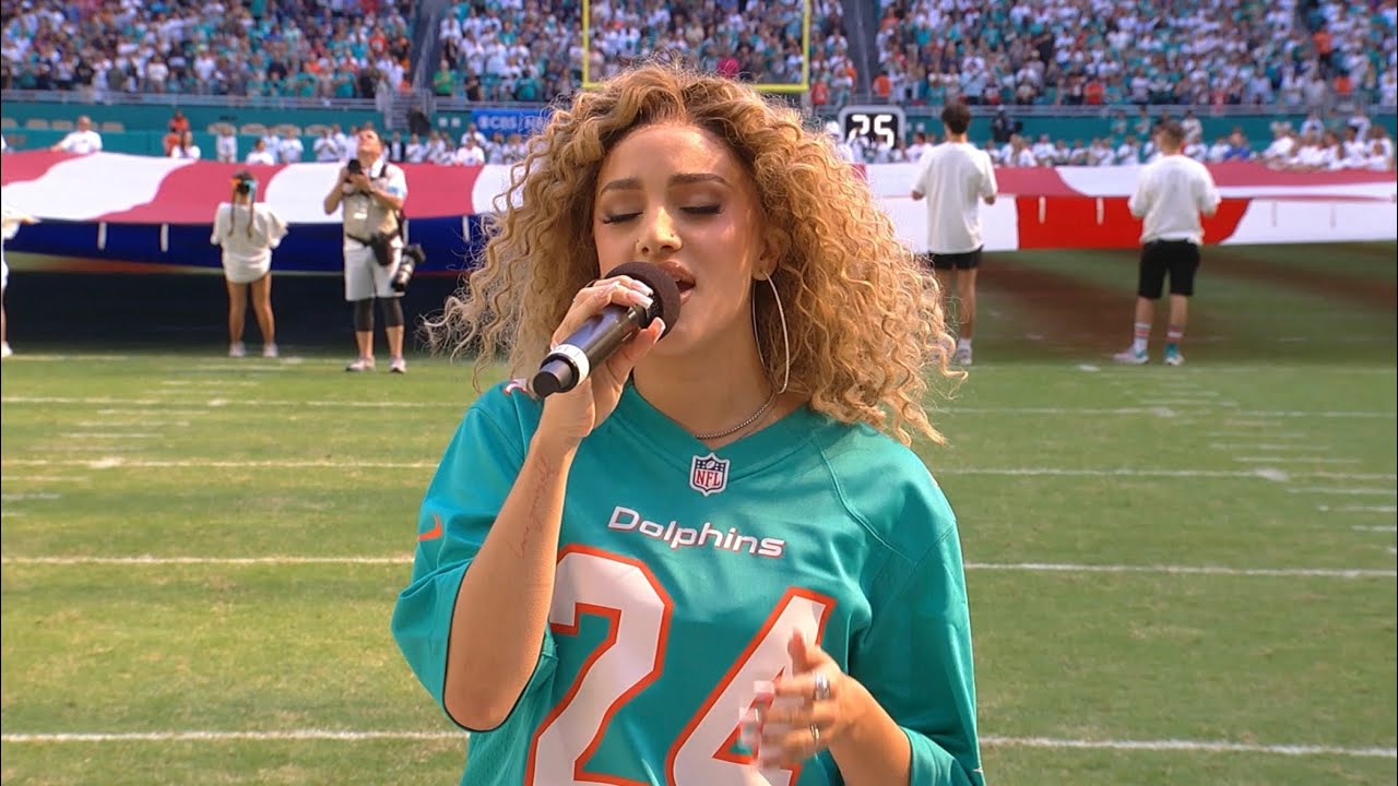 Carol Doche Sings NATIONAL ANTHEM at Miami Dolphins Game