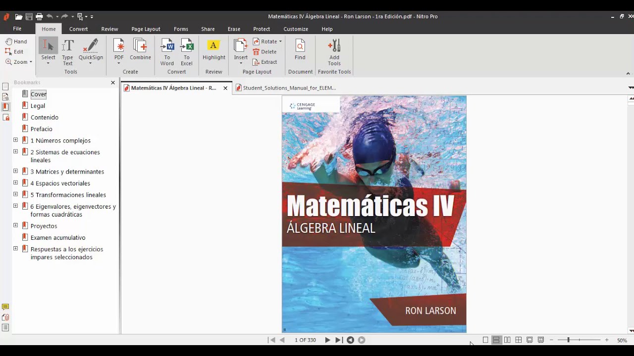 Matem&aacute;ticas IV. &Aacute;lgebra Lineal - Ron Larson. 1ra Edici&oacute;n.