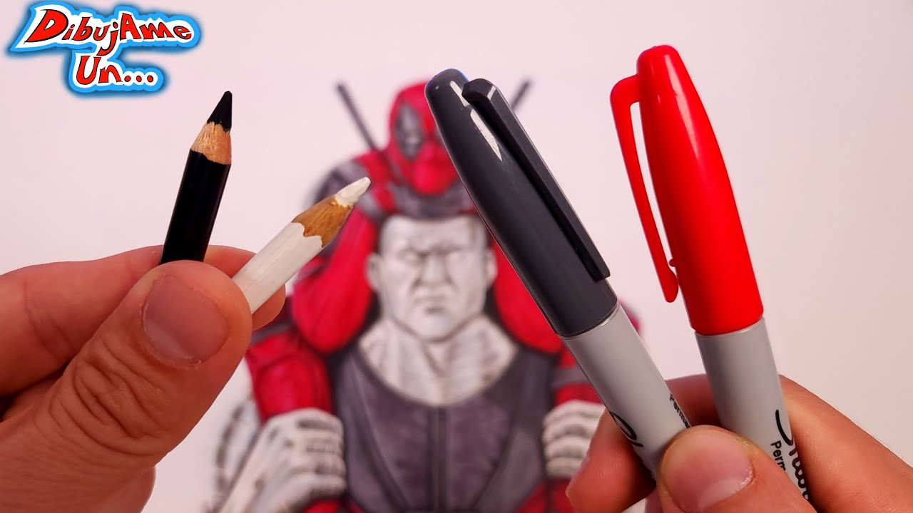 Dibujo a DEADPOOL con solo 2 marcadores y 2 colores de madera || DibujAme Un...
