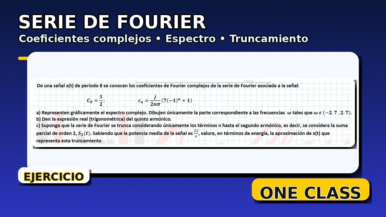Serie de Fourier (Coeficientes Complejos) | Espectro, 5º Armónico y Truncamiento (S₂)