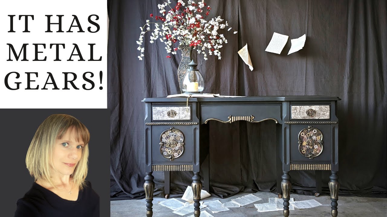 Goth Steampunk Vanity or Desk Furniture Flip!  Flip to Sell Furniture DIY - Furniture Flip Challenge