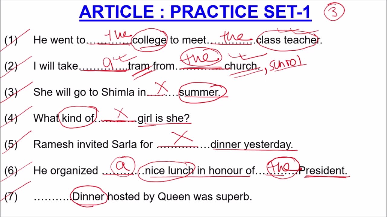 ARTICLES PRACTICE SET-1 | ENGLISH GRAMMAR | SSC | RAILWAY | NAVY | AIR FORCE | NTPC | GROUP 'D' |