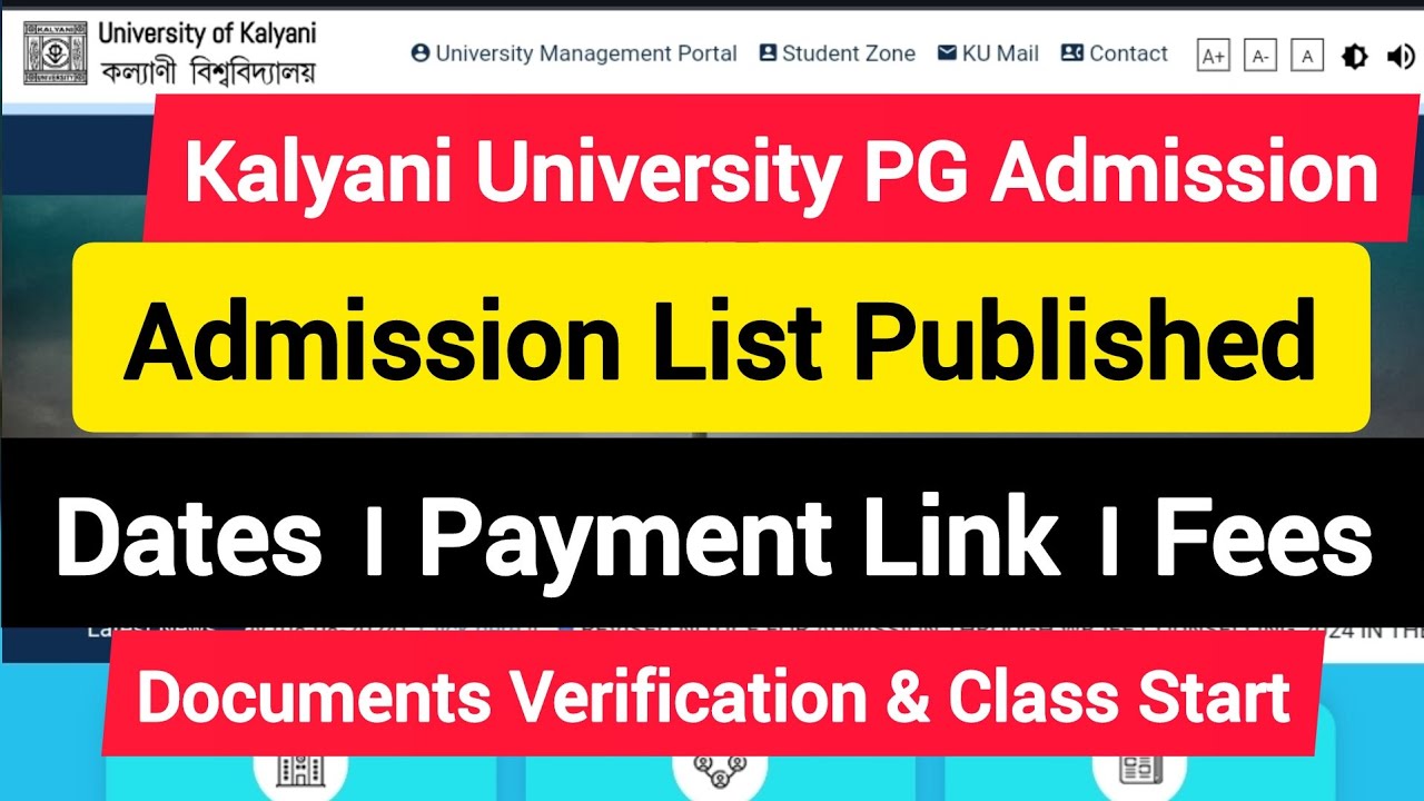 Provisional Admission List- 1 : Kalyani University PG Admission 2024-26