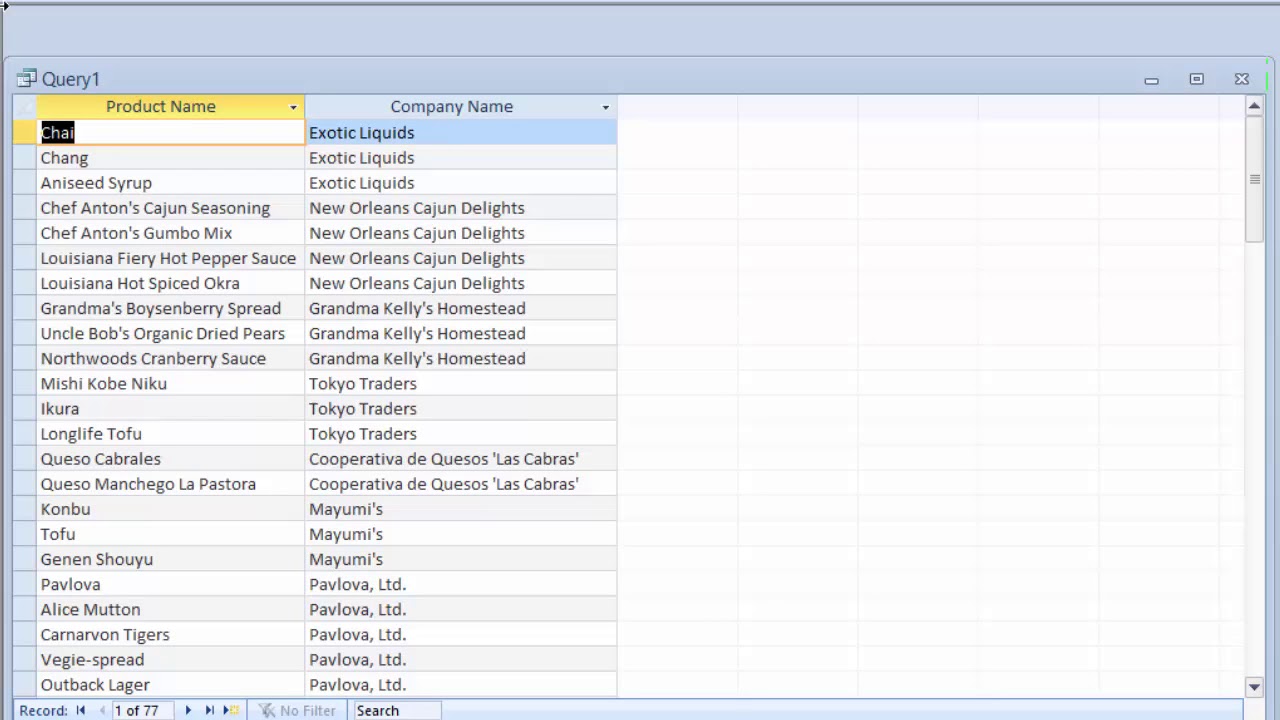 query Dlookup function