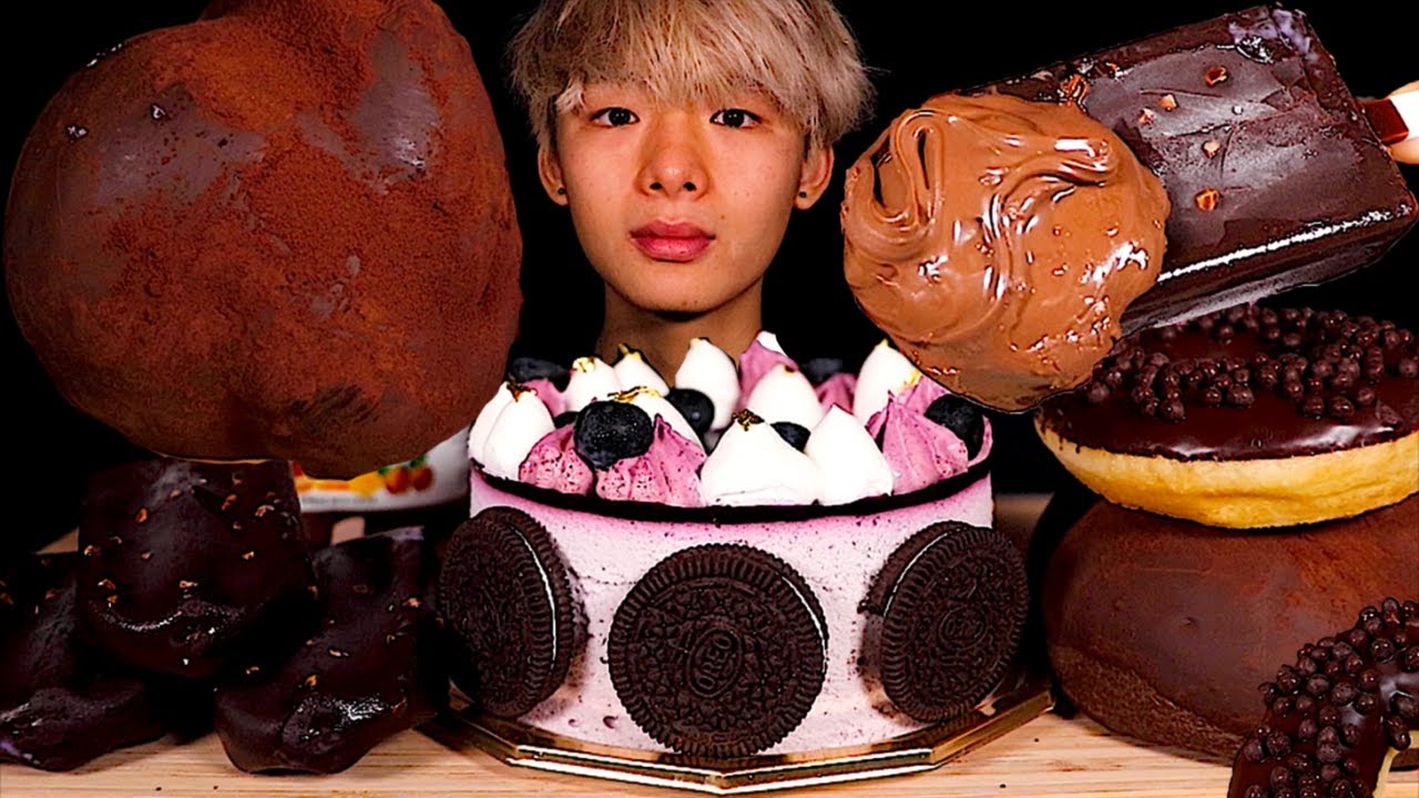 ASMR BLUEBERRY CHEESECAKE, CHOCOLATE DONUT, BUN, NUTELLA ICE CREAM (Eating Sound) | MAR ASMR