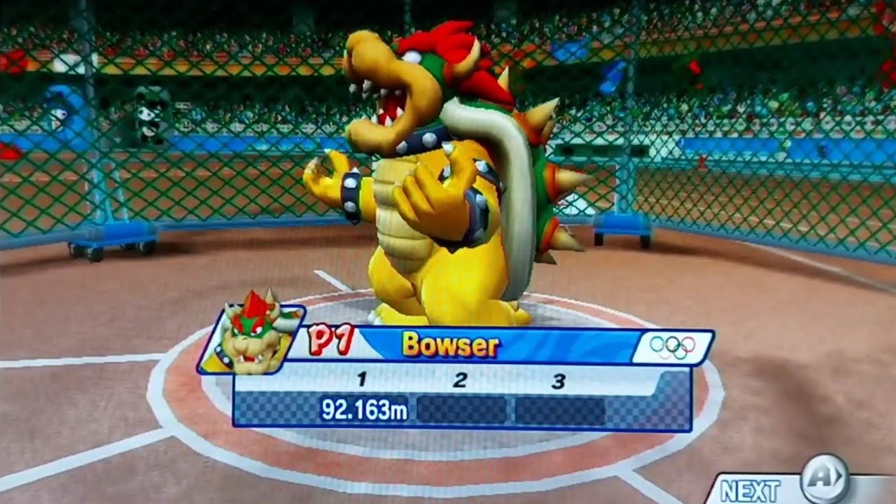 92.163m (Former PB) Athletics Field Hammer Throw (Bowser) Mario & Sonic at the Olympic Games Beijing