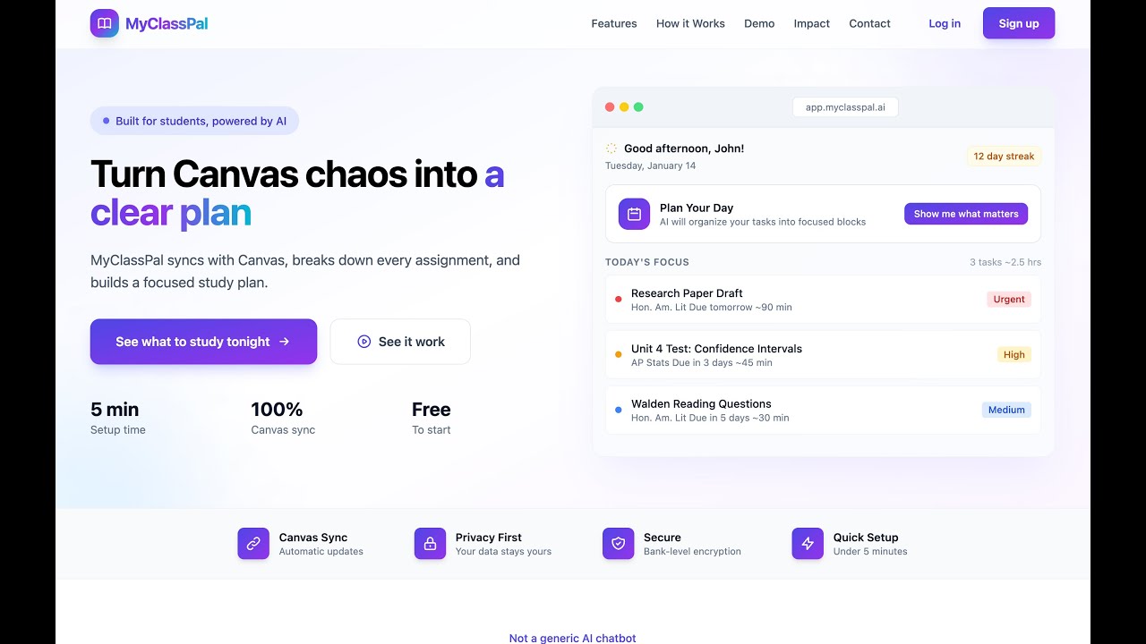 MyClassPal.ai | Presidential AI Challenge 2026 | AI Study Coach for Students