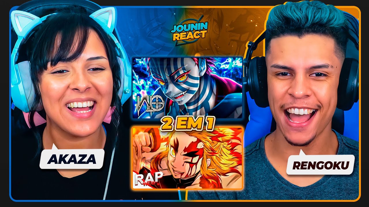 2 EM 1 - WLO | Rap do Rengoku & Esp&iacute;rito de Luta (Akaza) | [React Rap Nerd] 🔥