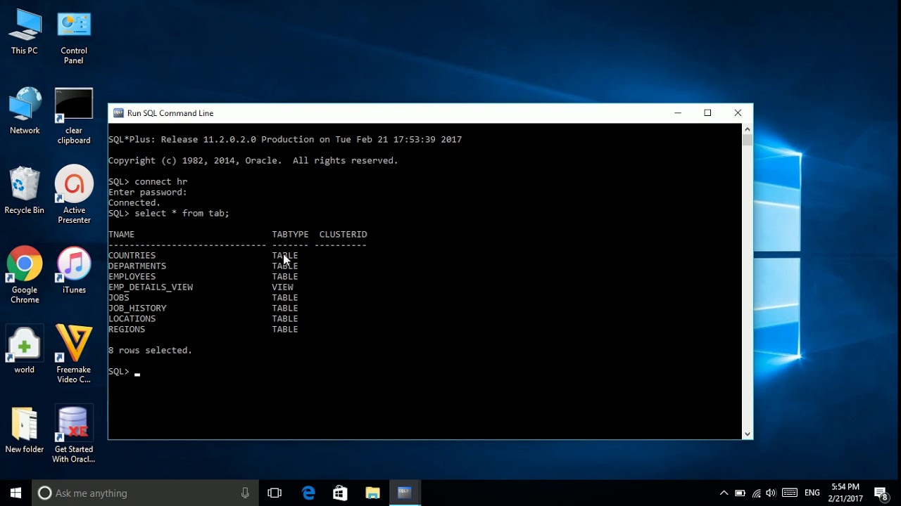 Using Oracle SQL Command Prompt