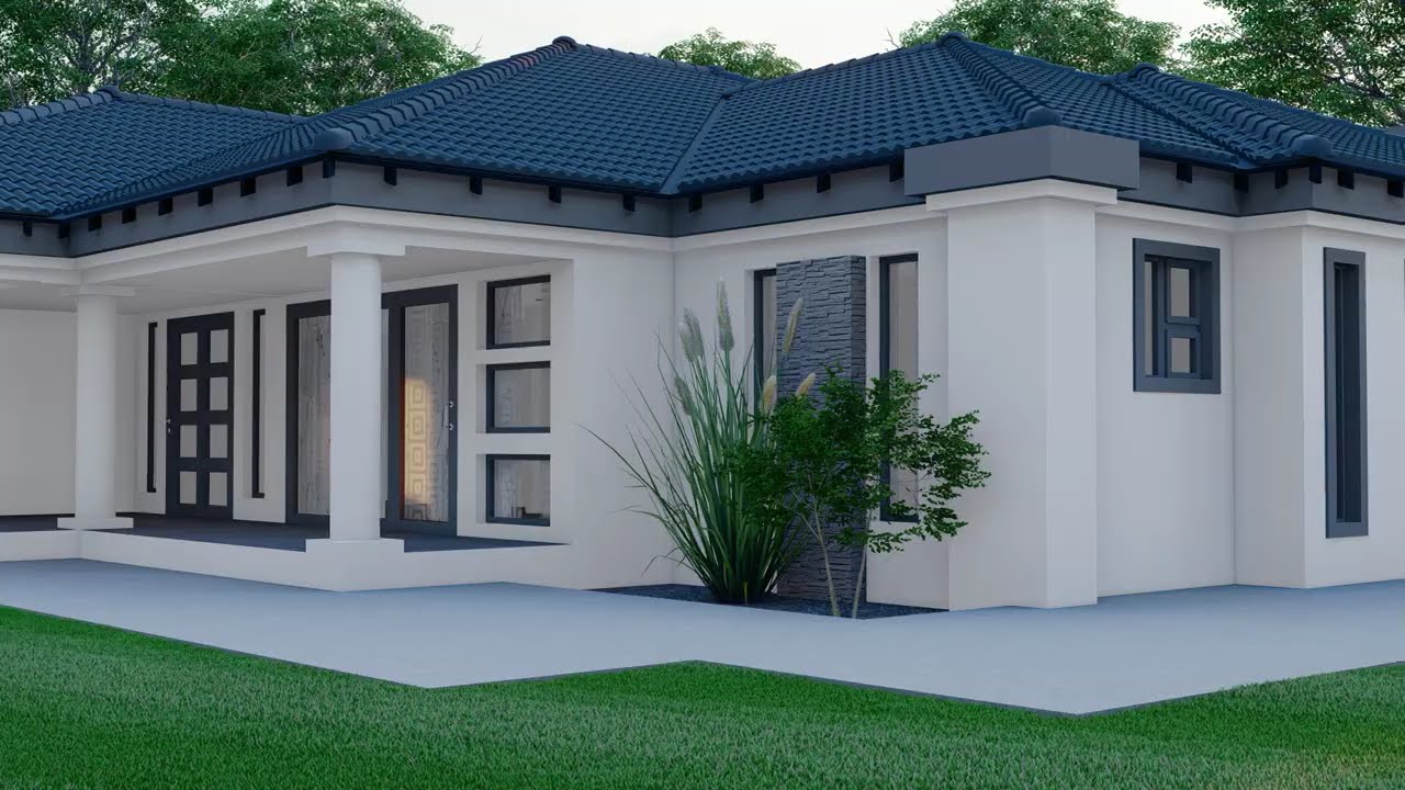 House plan Luxury Modern House Plan: 4 Bedroom Single Story Home Design