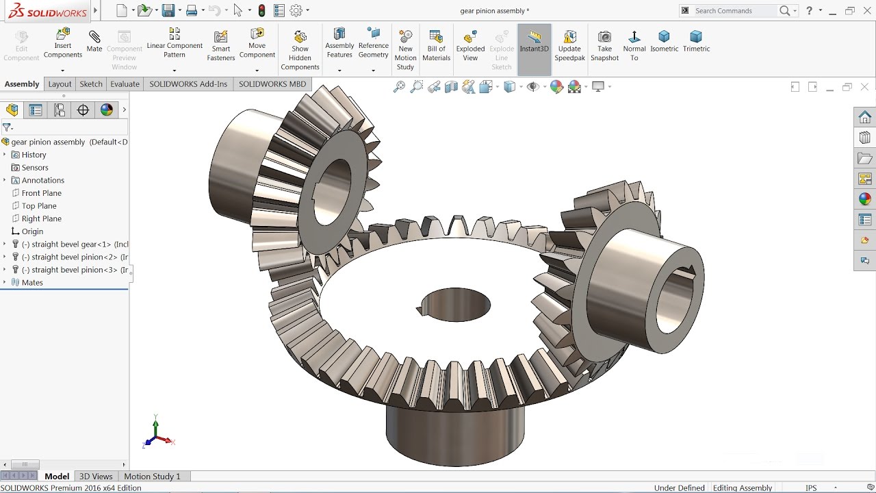 Solidworks tutorial | Bevel gear and pinion mechanism in Solidworks